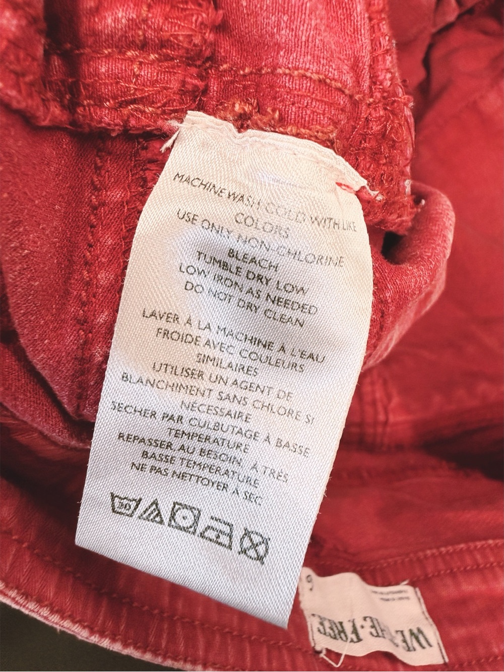 Free People We The Free Hot In It Moto Red Utility Pants, Size 6 - Picture 8 of 10